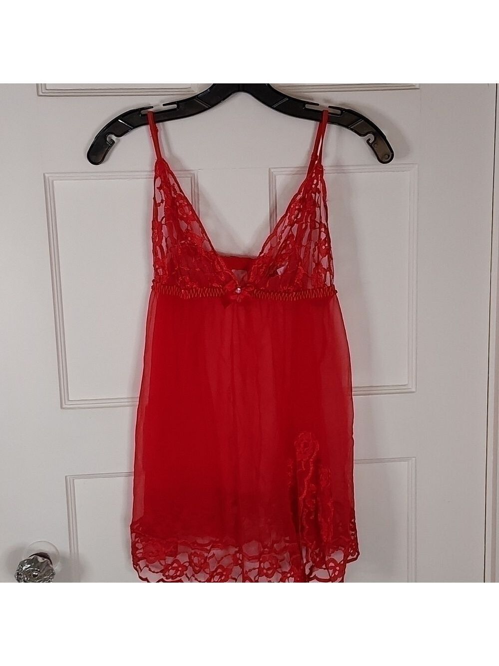 Frederick's of Hollywood Red Lace Trim Chemise